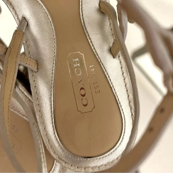 Gently Worn COACH Geralynn Silver Leather Sandals. - Picture 5 of 6
